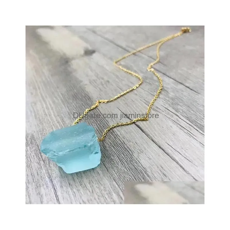 Hanger Kettingen Irregar Natuurlijke Kristal Minerale Steen Ketting Vrouwen Healing Reiki Chakra Energie Roze Amethist Choker Gift Drop Deli Dhnct