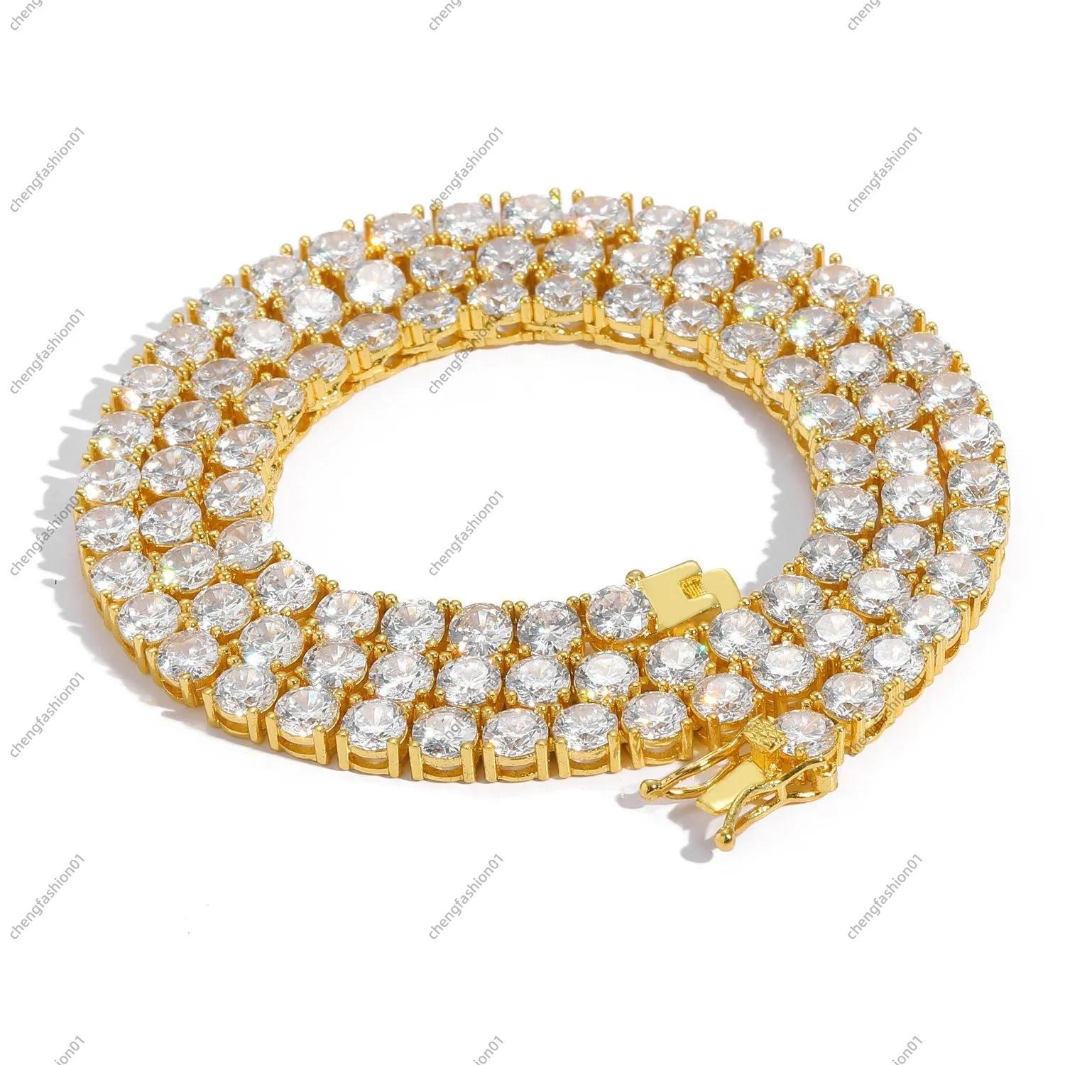Moissanite Diamond Chain: Gold Plated Tennis Chain Necklace