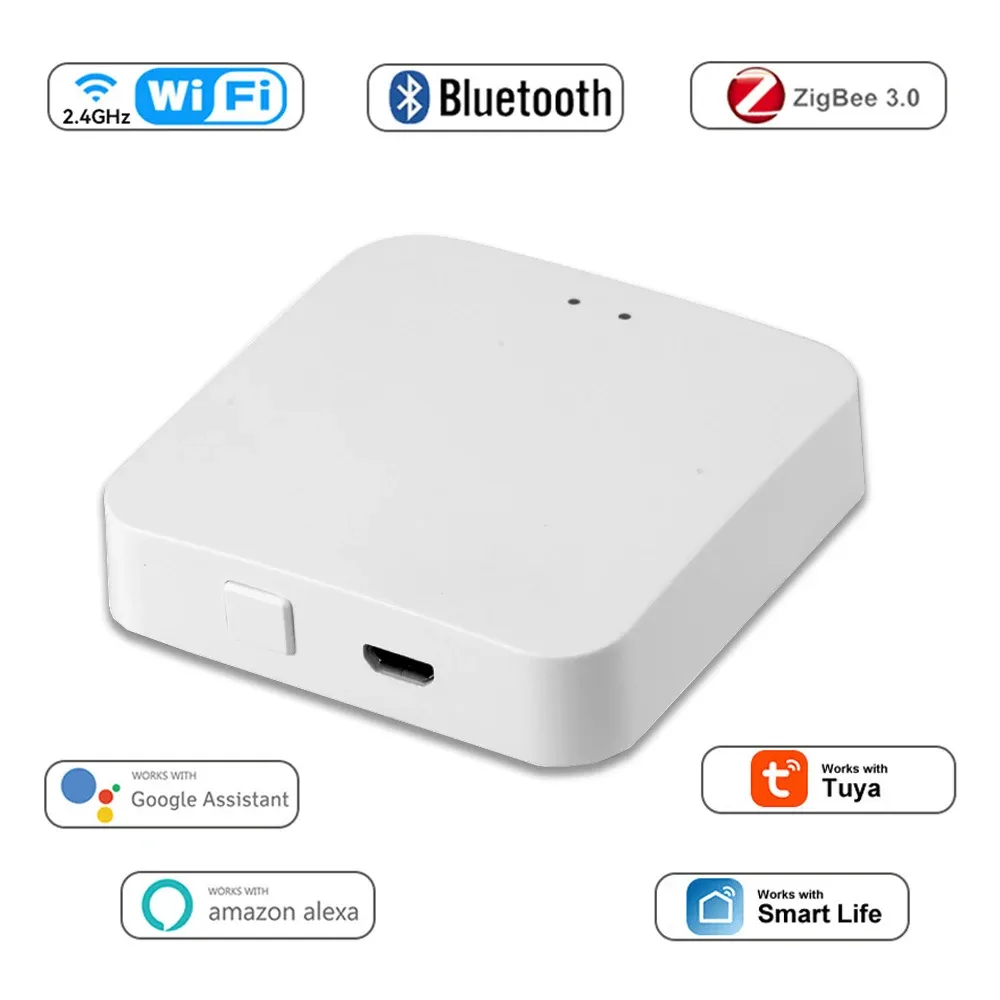 Contrôle Tuya Smart Gateway Hub sans fil multimode Smart Home Bridge WiFi Bluetooth ZigBee télécommande fonctionne avec Alexa Google Home
