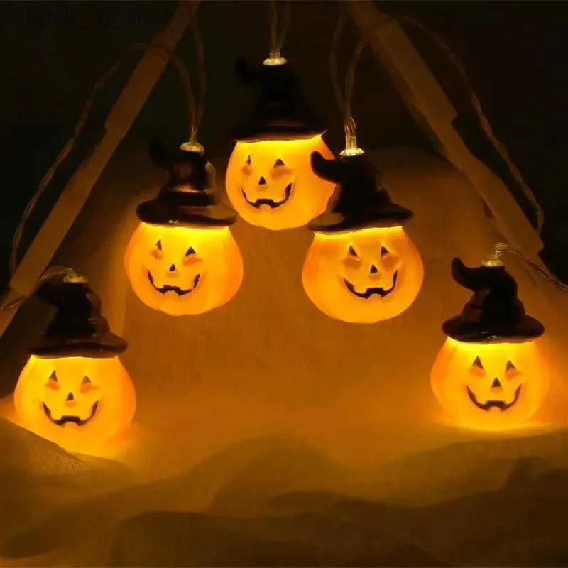Cordes LED Halloween citrouille en forme de guirlande lumineuse accessoires de décoration visage souriant Festival fantôme YQ240401