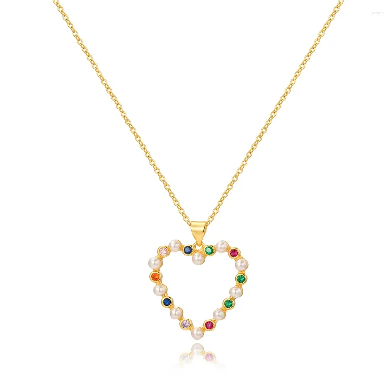 Ожерелья с подвесками, модная романтическая инкрустация жемчугом, сладкое персиковое сердце, ожерелье-цепочка для женщин, свадебная вечеринка, циркониевые аксессуары, подарки