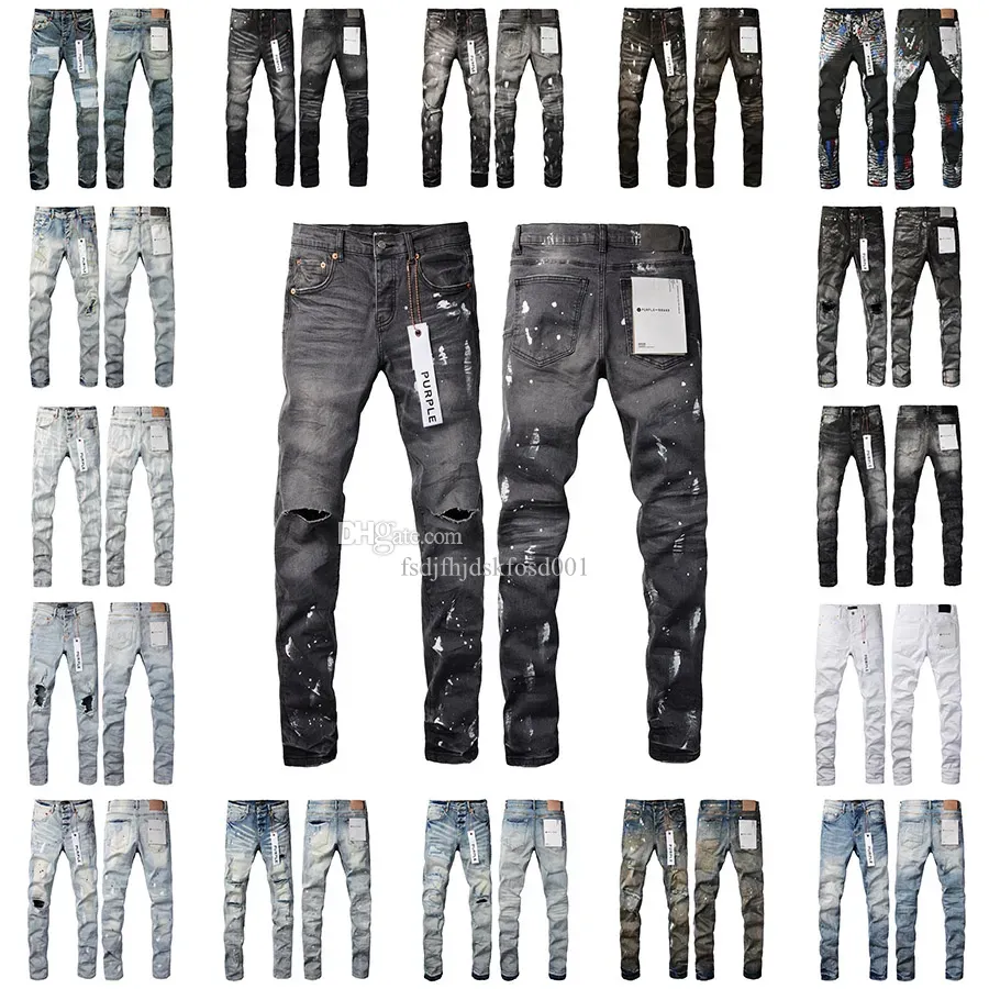 Mode paarse merk jeans broek voor mannen dames broek paarse jeans zomergat hight kwaliteit borduurwerk paarse jean denim broek heren paarse jeans