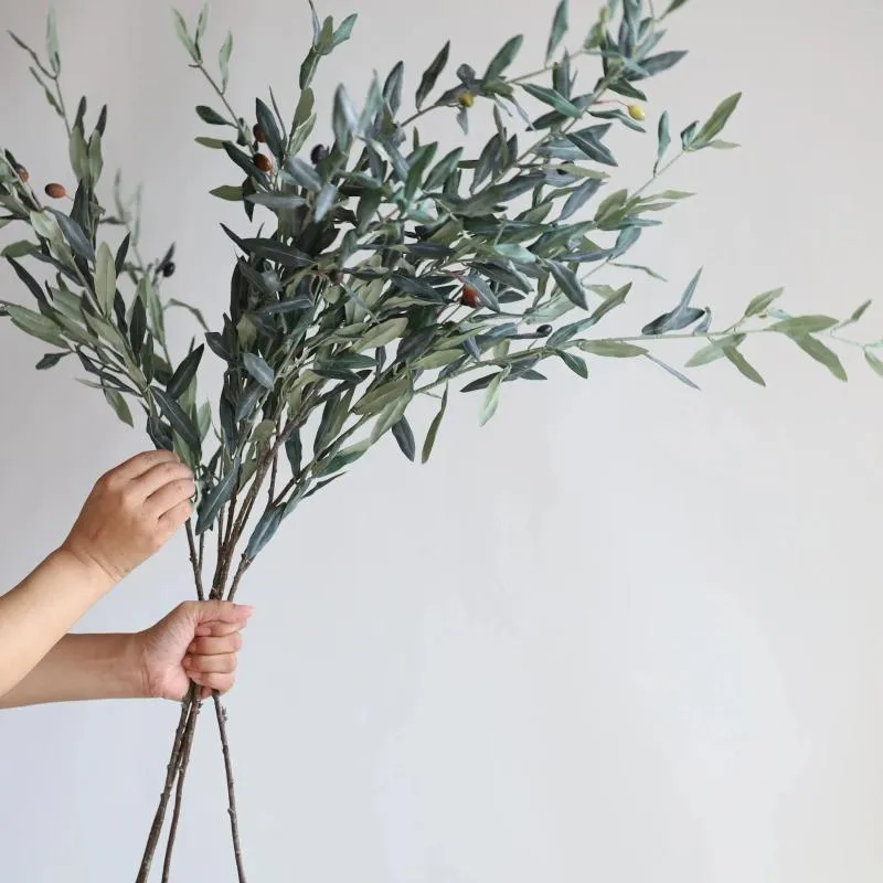 Fleurs décoratives 40.5 "branche de feuille d'olivier artificielle gris-vert mariage verdure fausse plante maison/cuisine décoration bricolage fleurs