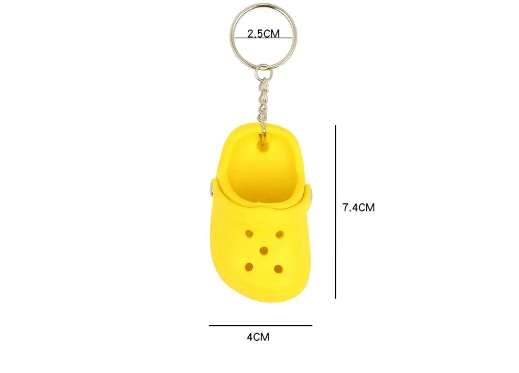 Creative Personalized Mini PVC Soft Rubber Slippers Keychains Pendant Car Bag Beach Hole Shoe Keychain Jewelry In Bulk