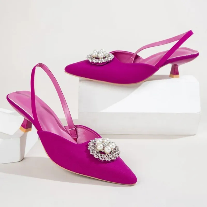 Pumps Fashion Shoes Women Hoge Heels 2022 Nieuwe Summer Sandals Rhinestones Party Wedding Shoes Pink Kitten Heels Ladies Classic Pumps