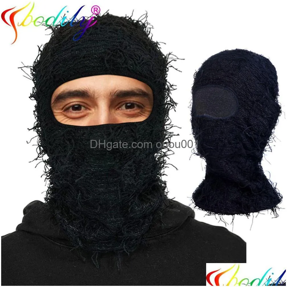 Fietspetten Maskers Clava Died Gebreid Fl Face Skimasker Shiesty Camouflage Gebreid Drop Delivery Sport Buiten Beschermende uitrusting Dhtbm