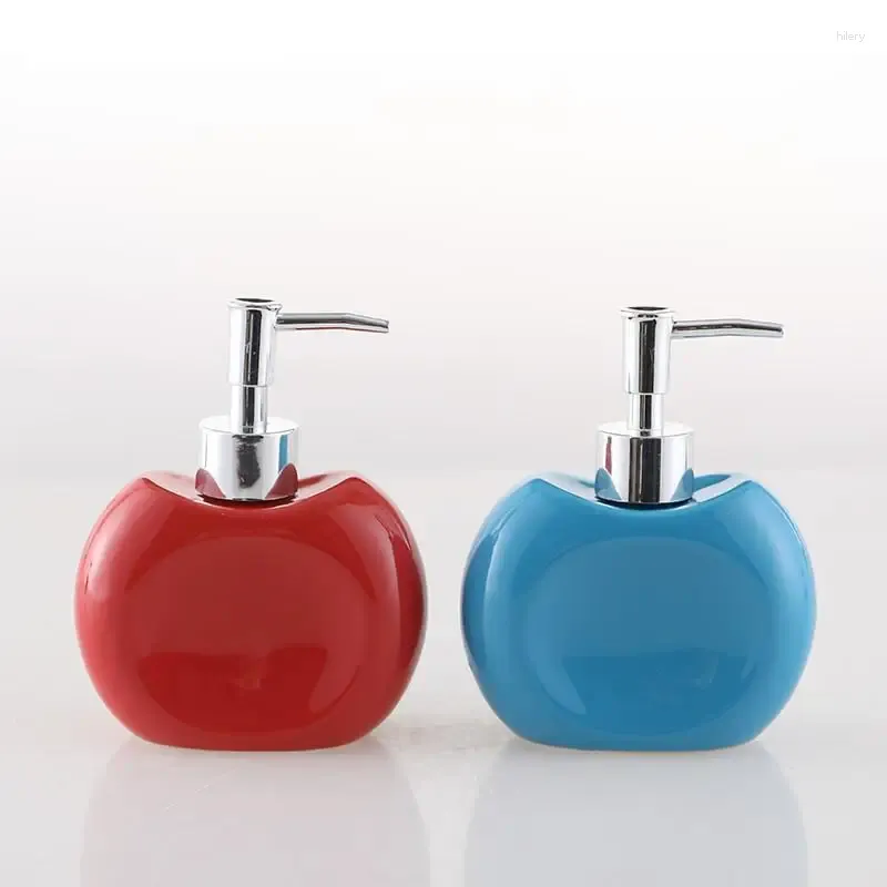 Flytande tvåldispenser modern stil keramik äpple form schampo flaska 300 ml lotion pump lagring hem badrum tillbehör