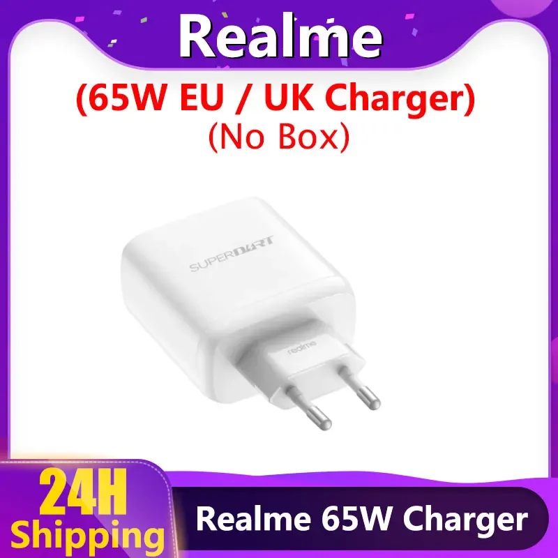 Kontrola oryginalna ładowarka Realme 65W ładowarka UE UK ładowarka super dart szybki adapter gt Neo 3 2t GT2 Pro x7 dla Oppo Reno 6 7 Realme 10