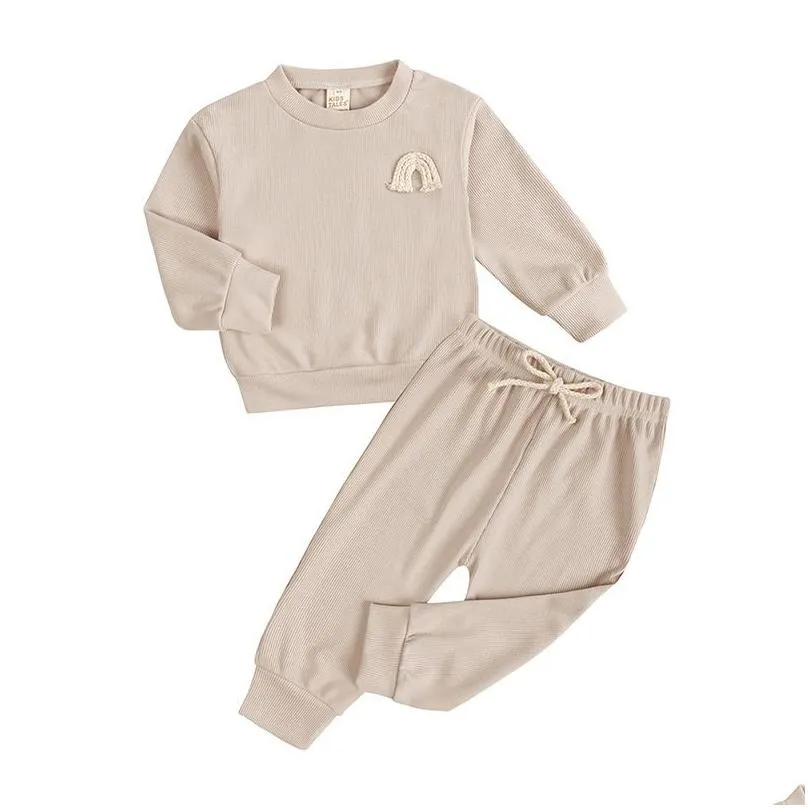 Ensembles de vêtements Marque Bébé Garçon Vêtements Automne Casual Fille Costumes Costume Enfant Sweatshirts Pantalons De Sport Printemps Enfants Ensemble Drop Livraison Matern Dhemv