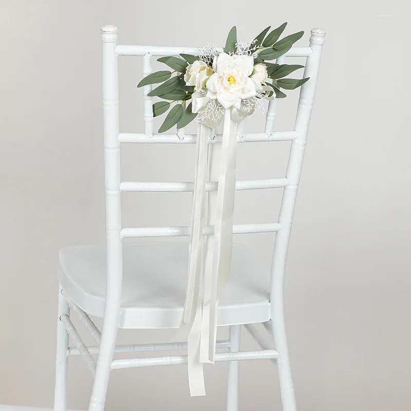 Fleurs décoratives fleur artificielle pour cérémonie de mariage dossier de chaise blanc Orange rose fausse décoration de fête d'église