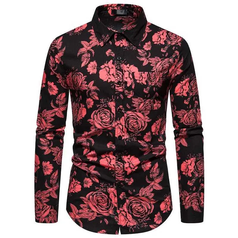 Camisetas Para Hombre Plus Polos Camisa De Verano Con Estampado Floral De Rosas Para Hombre Camisas