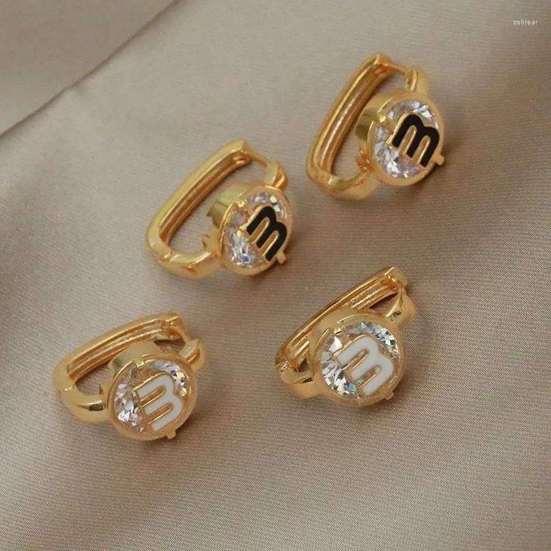 Hoop Earrings Fashion Brand Jewelry Zircon Letter M Drop Classic Geometric Crystal For Women