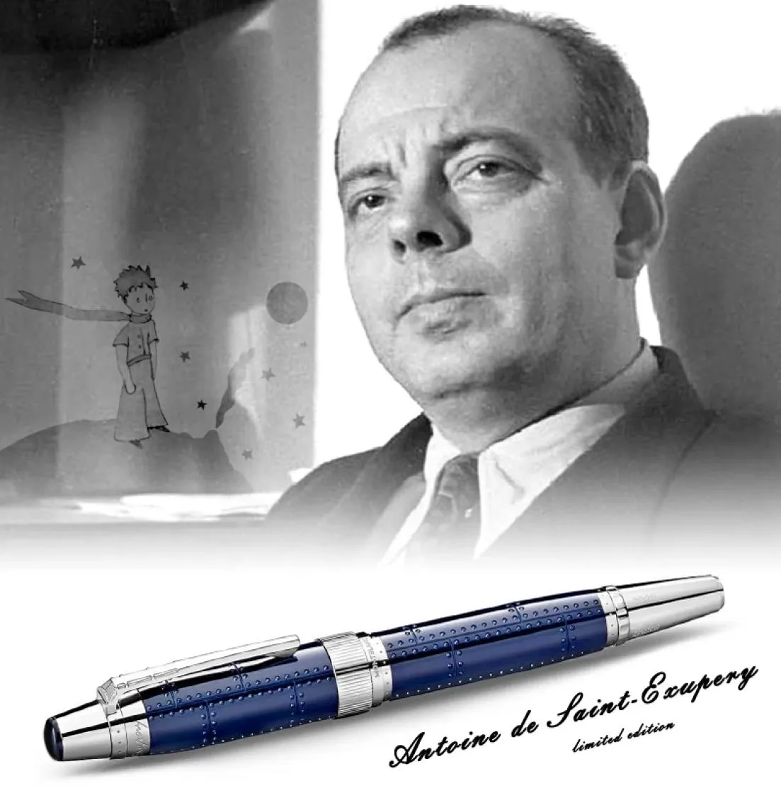 LGP Luxury Pen Writer Edition Antoine de SaintExupery Black Blue Fountain Rollerball Ballpoint Pen With Serial Number8977462