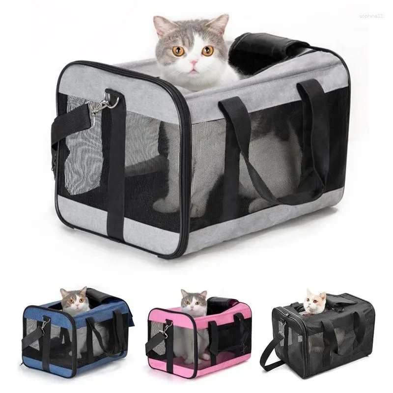 Trasportino per cani Borsa per gatti Borsa a tracolla pieghevole portatile traspirante per animali domestici Borsa a mano di grande capacità