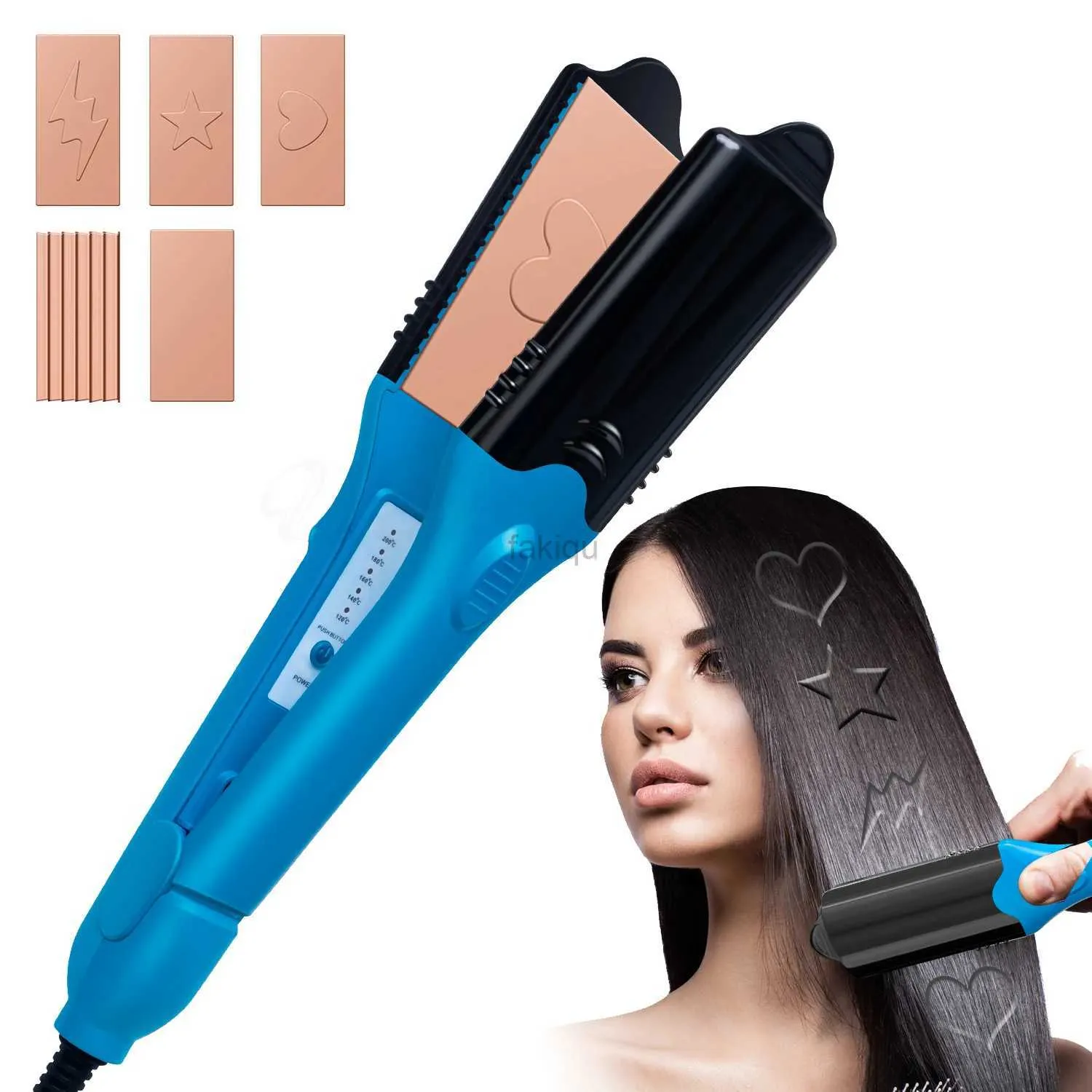 Hair Dryers Hair Straightener 3D Image Hair Imprinting Iron with 5 Different Plates 3D Embossing Iron Straightener Electric Hair Crimper 240401
