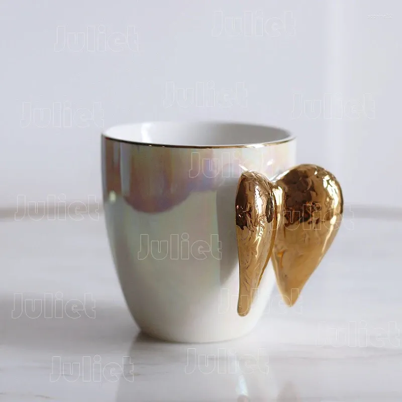 Tazze Tazza da caffè con bordo dorato Tazze da acqua Tazza in ceramica stile nordico Design creativo Ristorante Ceramica per la casa Tinta unita