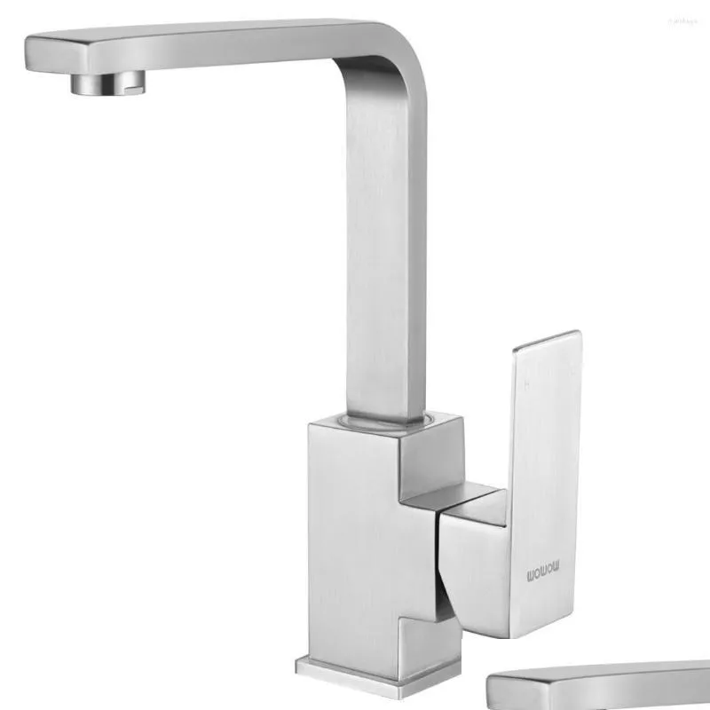 Robinets d'évier de salle de bains Robinet de cuisine et eau froide Vae Core Tube carré Rotation à 360 degrés Drop Livraison Accueil Douches de jardin Accs Dhmhy