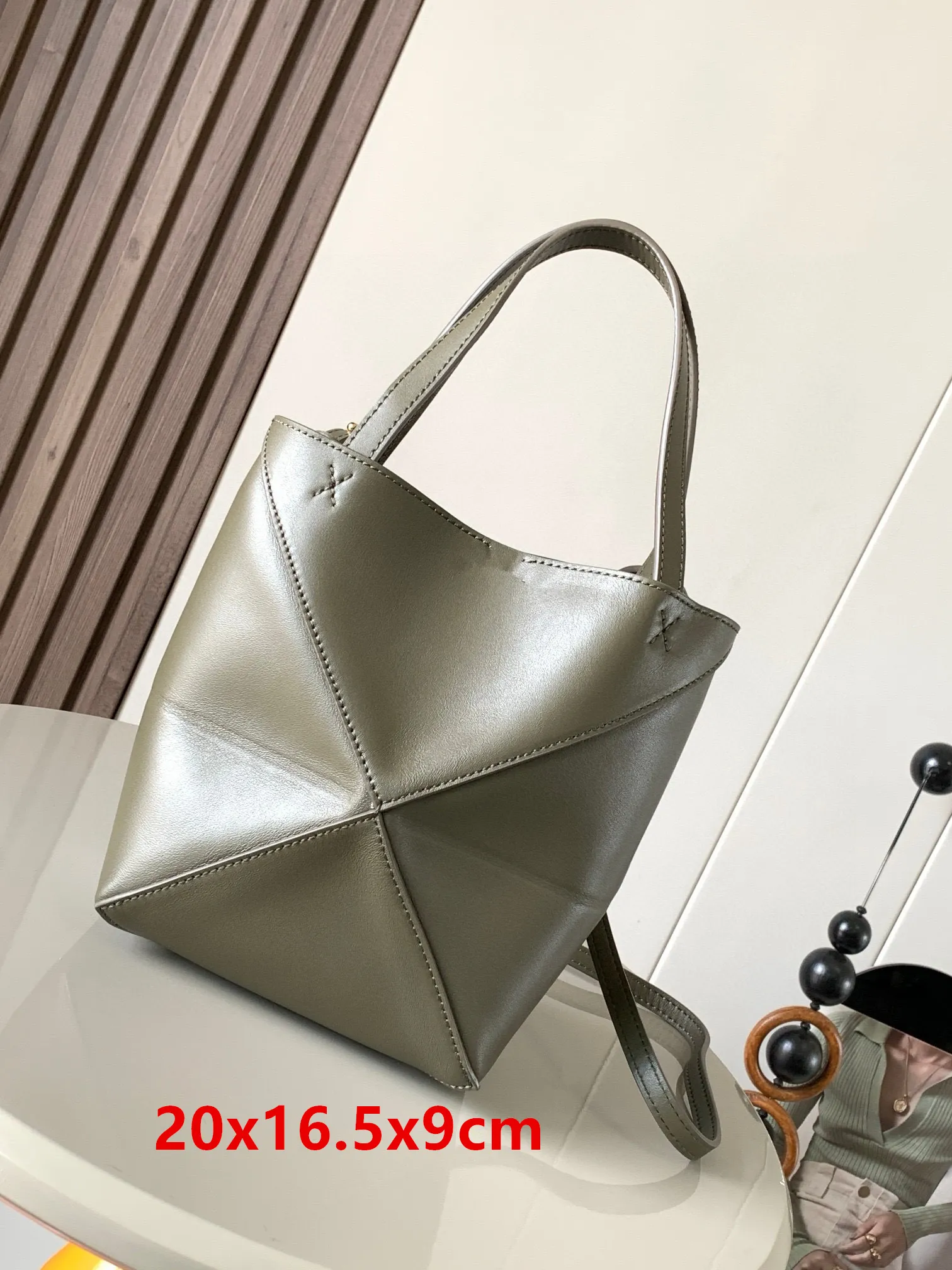 Sac en cuir véritable pour femmes, sac pliable à géométrie d'amorphose, grande capacité, portable, épaule dénudée, Simple, fourre-tout