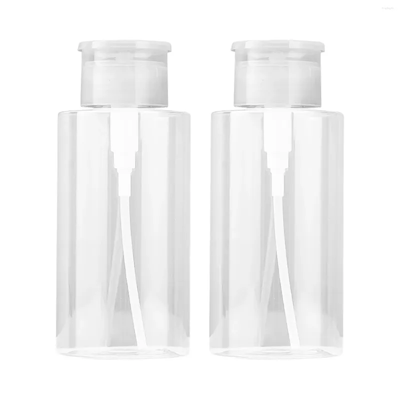 Garrafas de armazenamento 2 pcs líquido empurrar para baixo prático salão de beleza loção transparente viagem portátil cosmético bomba vazia dispensador recarregável