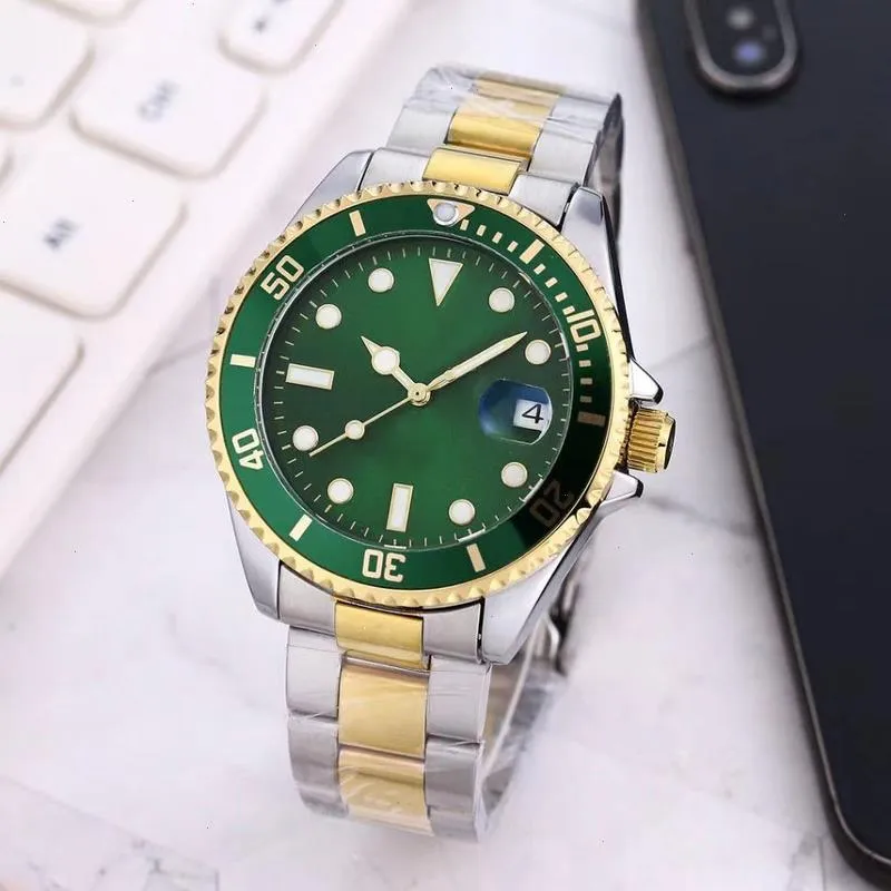 Designer Men Watches Automatic Japan Sapphire Glass Gold Green Ceramic Bezel Stainless Steel Business Mechanical Wristwatch