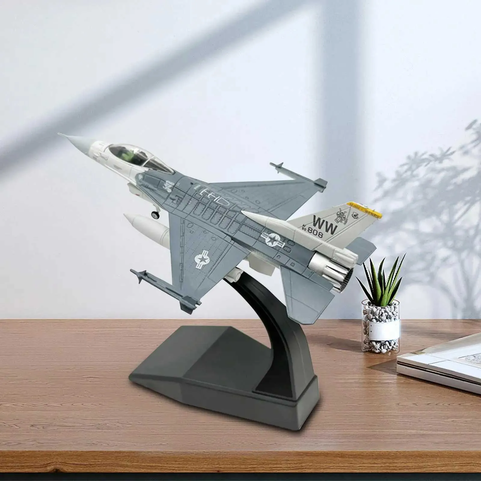 1/100 Scale F16C Fighter High Detailed Diecast Model Airplane Collection Aircraft for Home Bookshelf Bar Living TV Cabinet