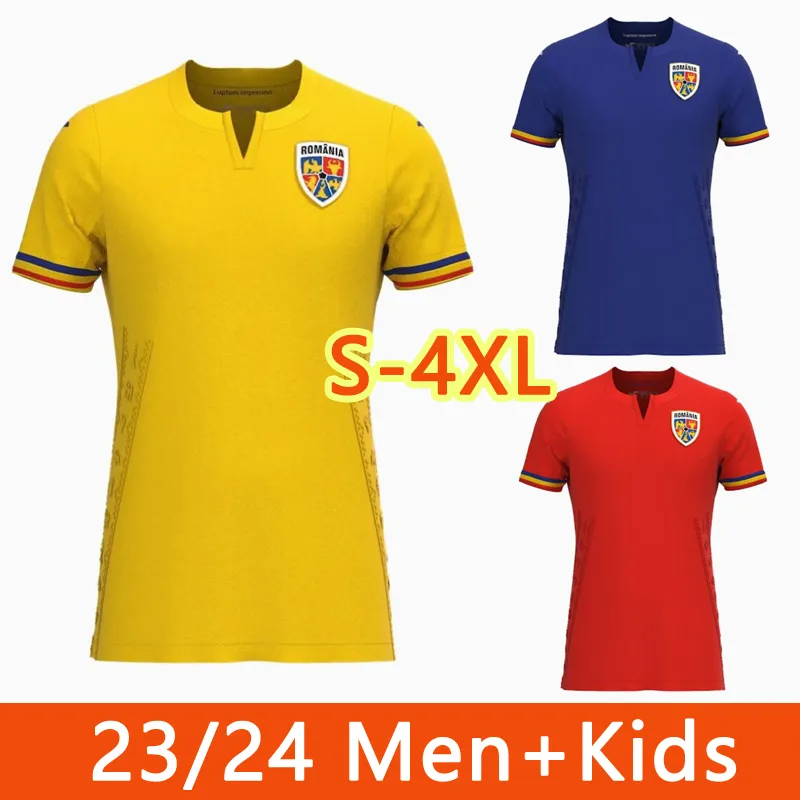 Roumanie Soccer Jerseys 2024 Accueil et extérieur Jersey Dragusin Burca Dragus Olaru Coman Stanciu Morutan Player Version Hommes Kits Enfants