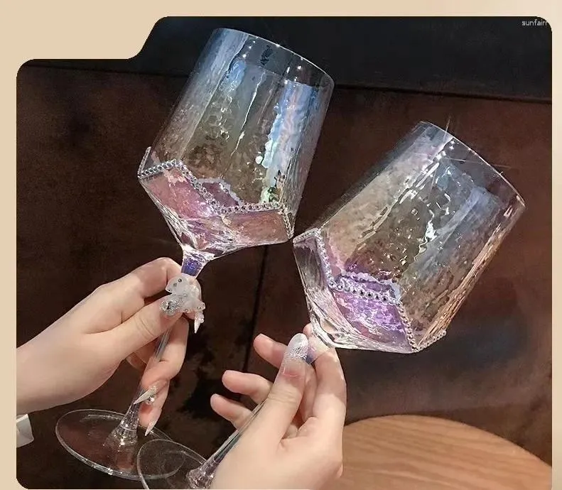 Verres à vin de haute couleur, cristal de diamant rouge, verre léger de luxe, tasses Vintage, grand Champagne