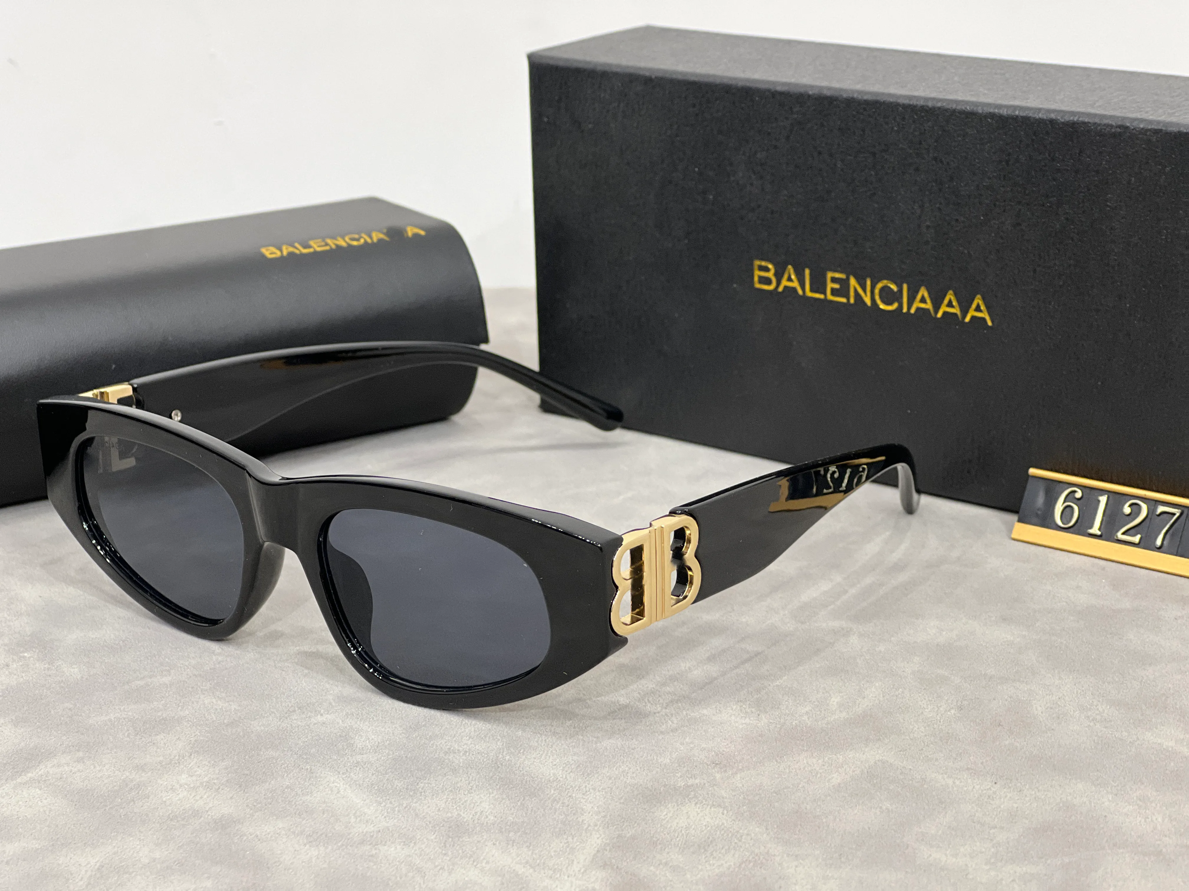 Klassiska BB-solglasögon kvinnors katt-ögonacetatglasögon B Brand Designer Gold Logob Men's UV Solglasögon