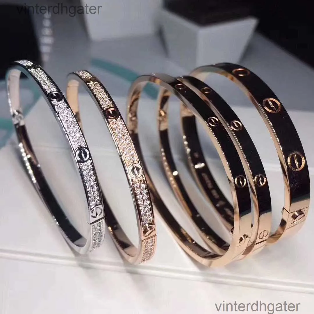 Hochwertiges, feines 1:1-Original-Designer-Armband für Damen, Carter Pure V Gold 18 Karat Roségold, Love Narrow Edition, Volldiamant-Unendlichkeitsarmbänder für Damen