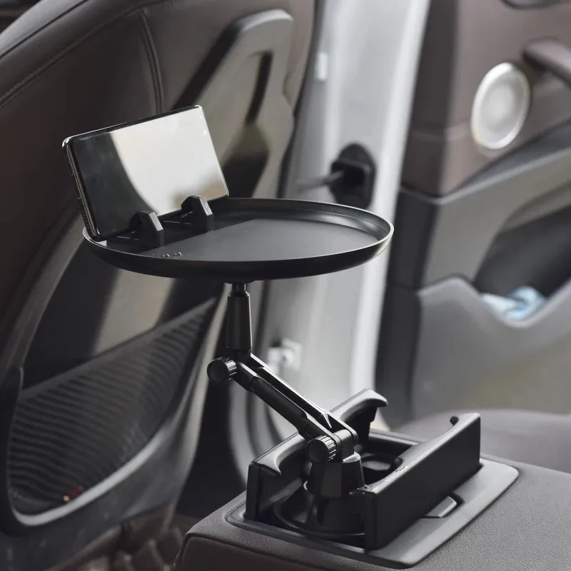 Plateau de voiture Table porte-boissons pliant réglable avec pince support de téléphone voiture nourriture Table pour tasse boisson bouteille pivotant