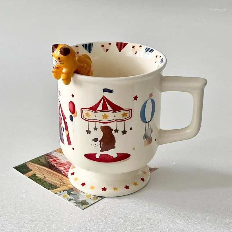 Tazze Tazza in ceramica Simpatico cartone animato infantile Illustrazione di animali Stampa Tintura DecorazioneDecorazione creativa per il desktop Conservazione AcquaCoffee