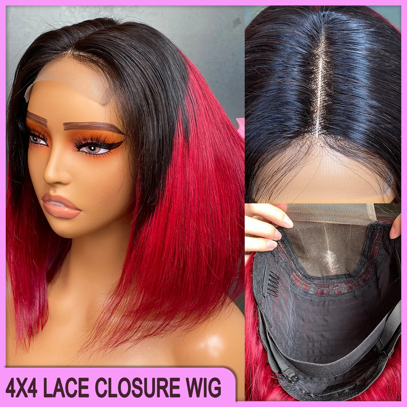 Premium Silky Straight 4x4 Brown Lace Closure Bob Wig - Shop 