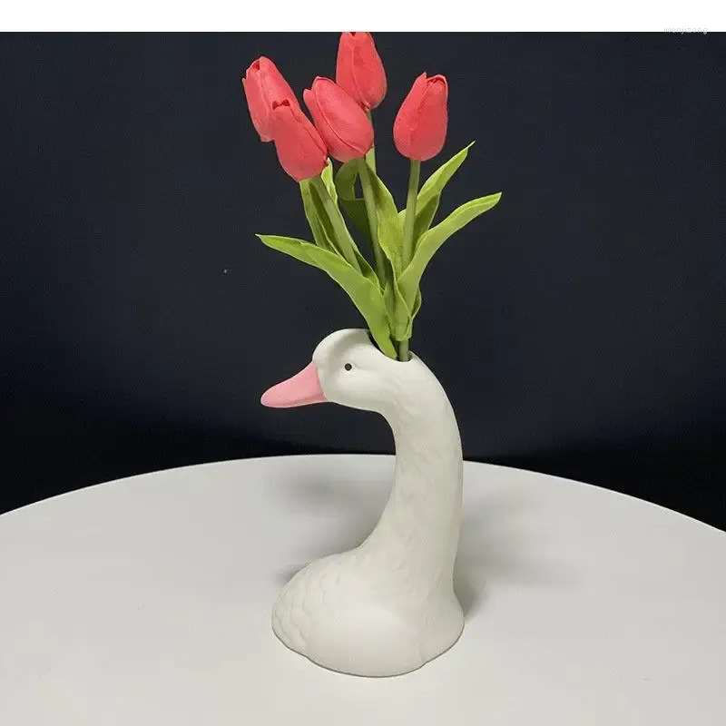 Vasen Schwan Keramik Vase Kreative Blumenarrangement Getrocknete Desktop Dekorative Hydroponische Home Art Ornamente
