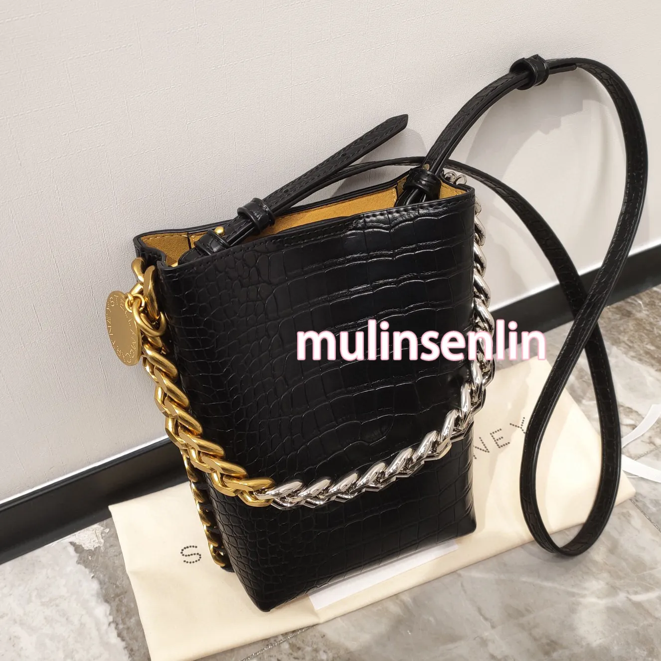 Falabella Grande Stella Mccartney Bucket Mulheres Black Luxurys Designers Shopping Chain Bags Carteira Messenger Bolsas De Couro Ombro Qualidade Bolsas Crossbody