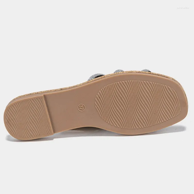 Pantoufles à plateforme pour femmes, sandales coulissantes avec strass, chaussures de plage en plein air fiables pour les activités d'été