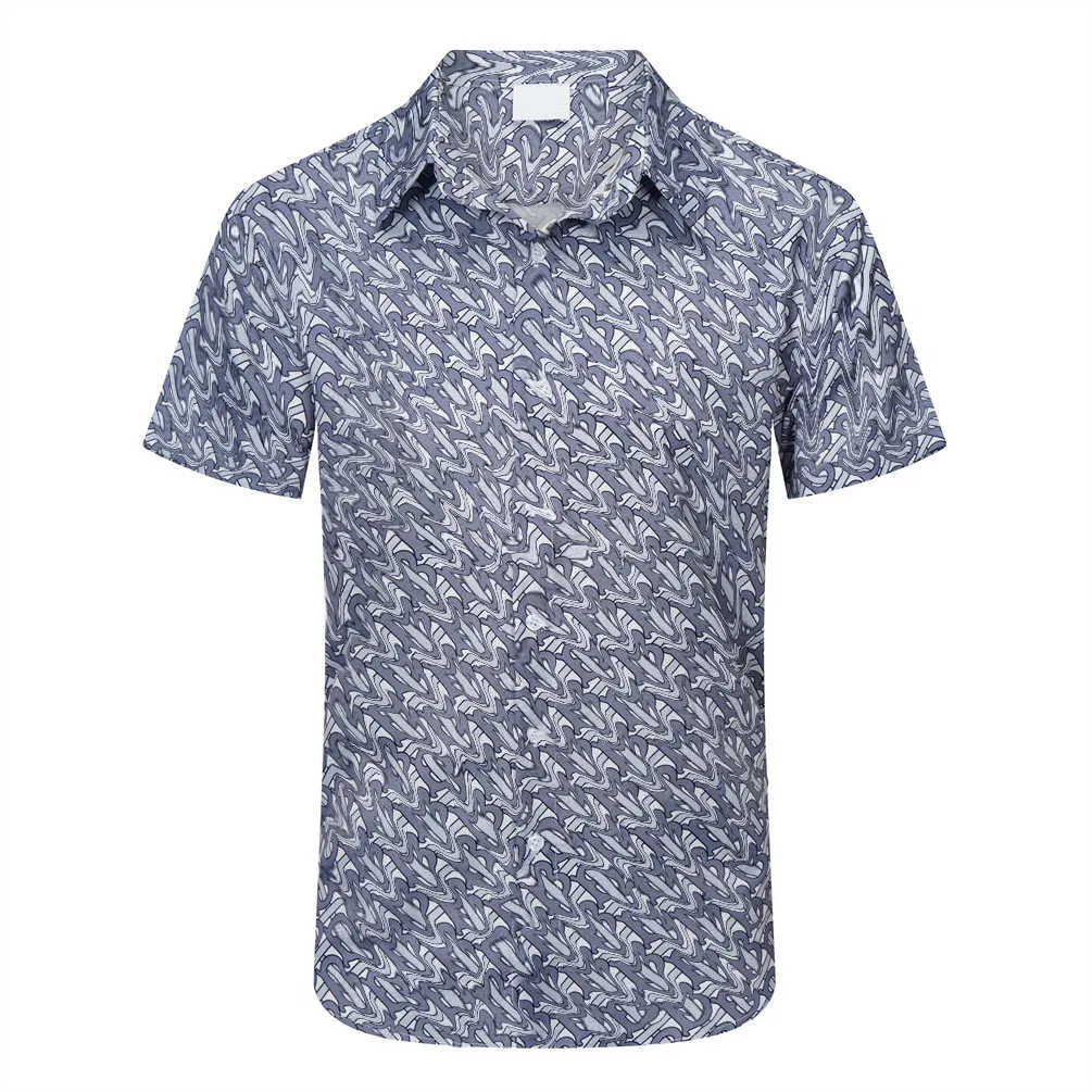 Mäns korta ärm Hawaiian skjorta mode strandskjorta singelbröst stora tryck brev siden twill bowling casual skjorta simning mäns sommarklänning skjorta #33