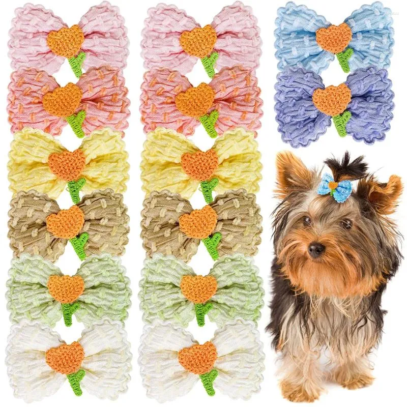 Hundkläder 10st Handmake Hairpin Puppy Sweet Bow Hair Clips Pet Cat Hairn Pins Decoration Grooming Accessoires Supplies