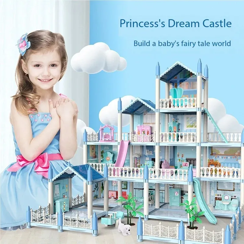 DIY Play House Doll Set Simulation Villa Parentchild Interaktion Little Princess Castle Toy 240321