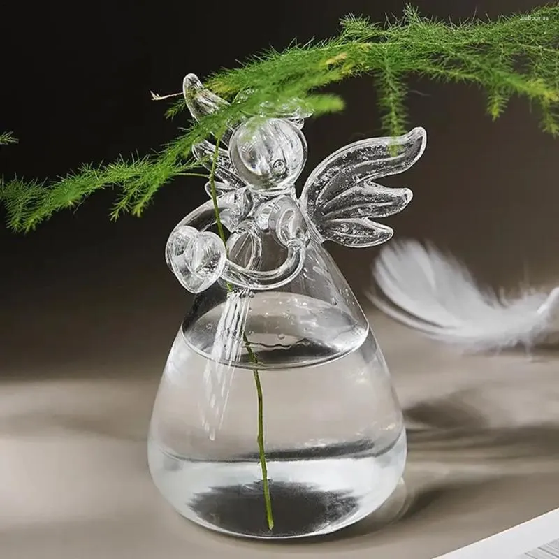 Vases Angel Glass Hydroponic Small Flowerpot Home Cartoon Decoration Simple And Transparent Illustration Office