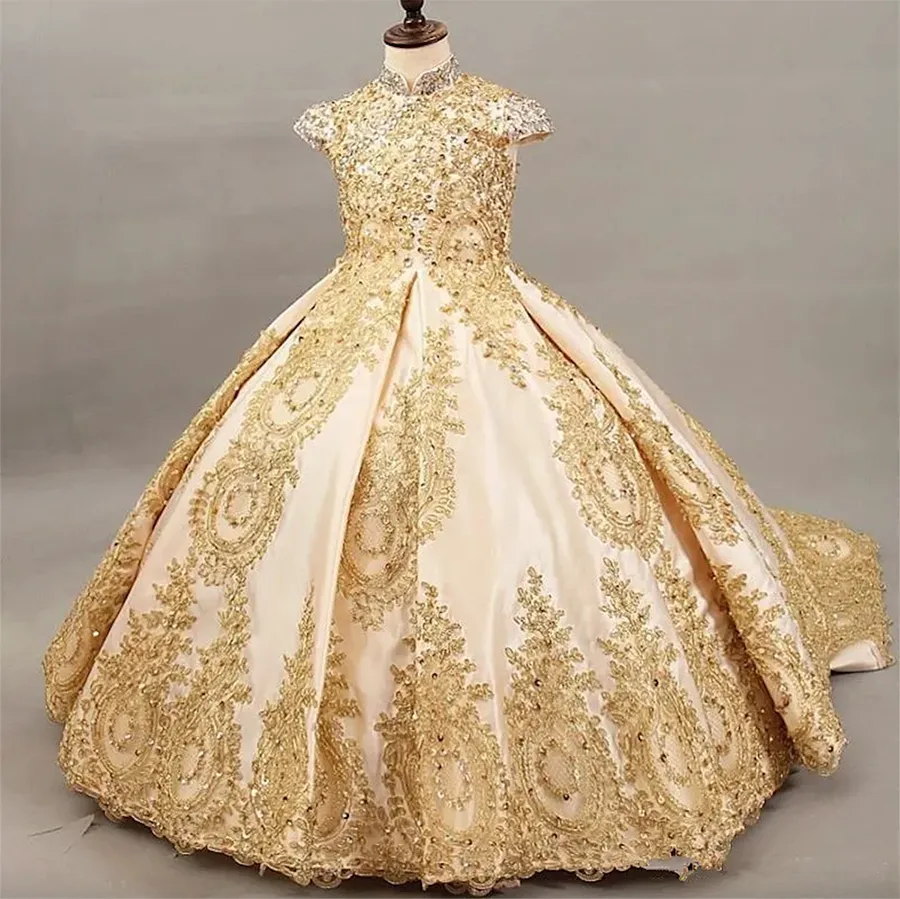 2024 robe de bal robes de filles de fleur turquoise appliqué bijou filles robes de concours formelles robes de fête de mariage d'anniversaire sur mesure