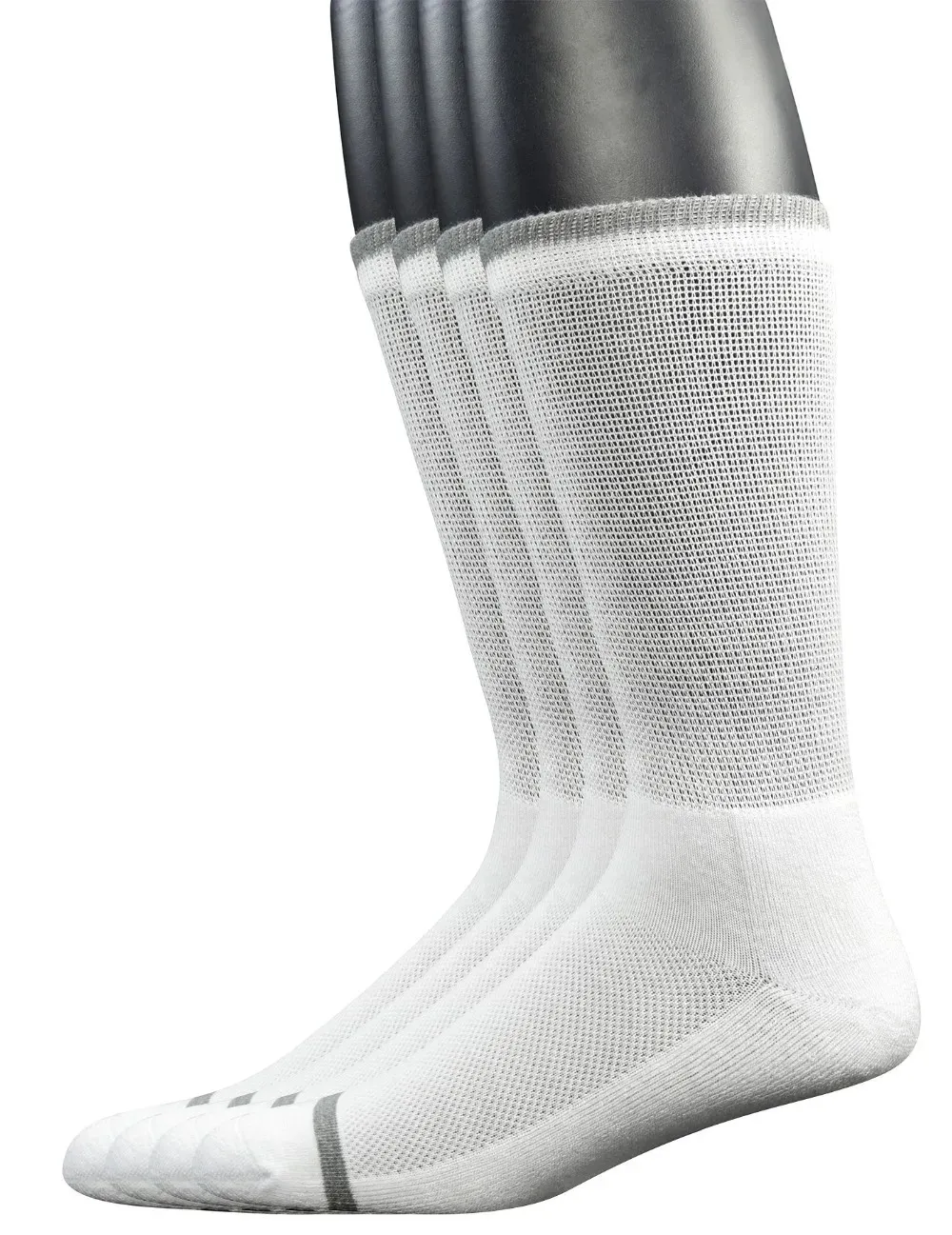 Mens 4 Pairs Bamboo Diabetic Crew Socks with Seamless Toe and Cushion Sole240401