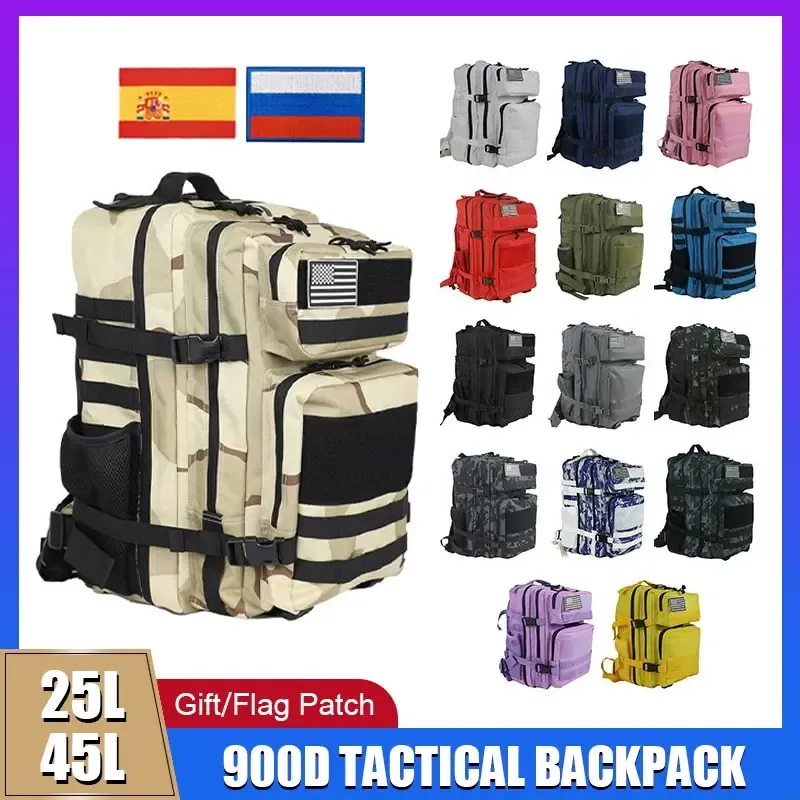 Bags 25L/45L Military Tactical Backpack Men Women Outdoor Camping Travel Bag 900D Oxford Cloth Trekking Hiking Hunting Rucksack
