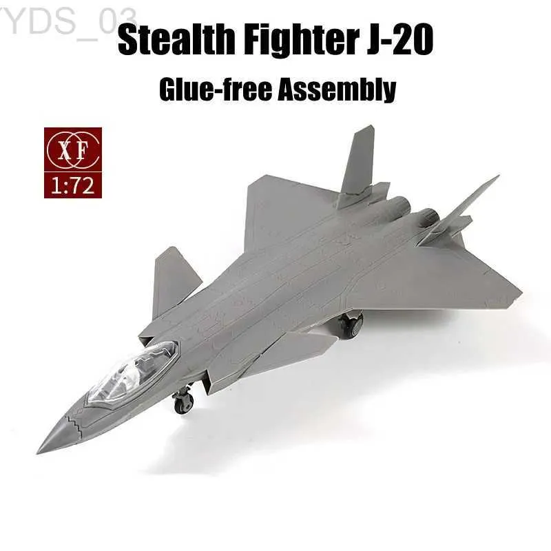 Flugzeugmodell 1/72 China PLA J-20 Stealth Fighter der fünften Generation Kleberfreies Militärmontagemodell DIY Flugzeugmodellspielzeug YQ240401