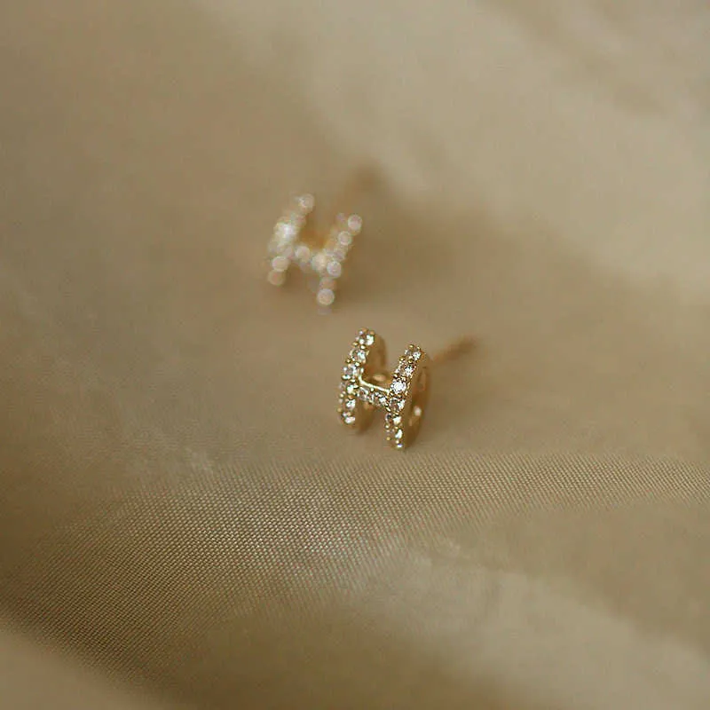 Lüks marka klasik elmas cazibesi moda nişan kulak yüzükleri925 STERLING Gümüş Kaplama 14k Logo ile tam elmas harflerle
