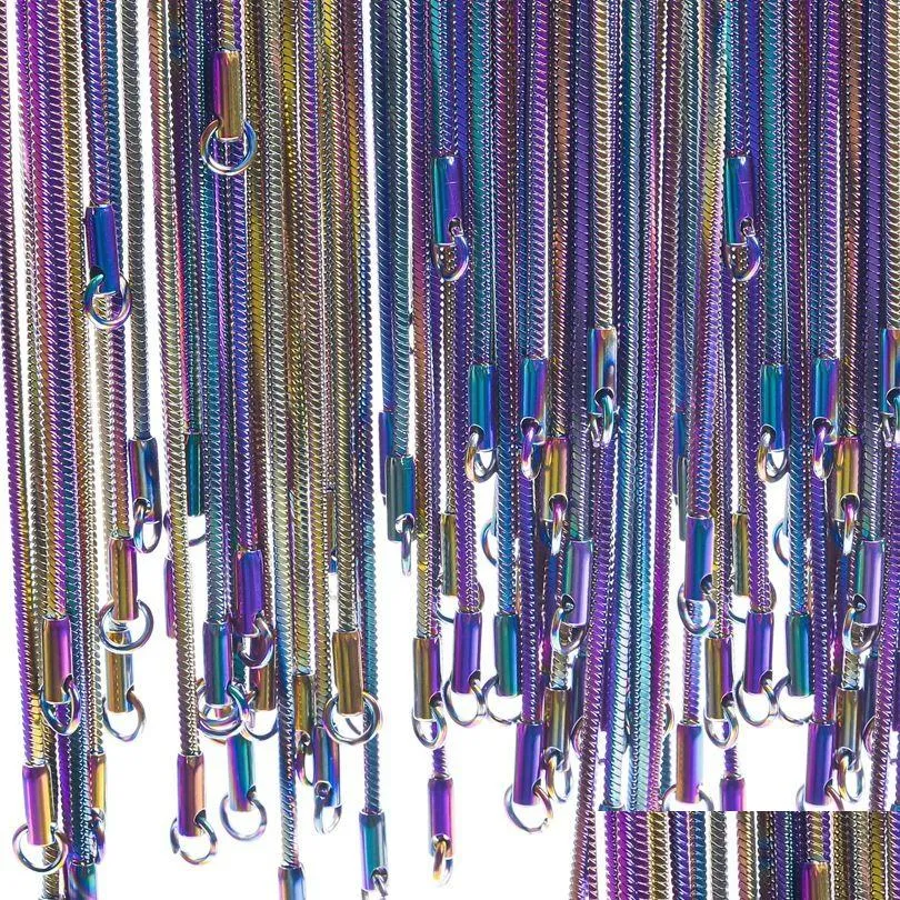 Kedjor halsband regnbåge rostfritt stål 1,5 mm orm benkedja punk smycken tillbehör släpp leverans ot9lr