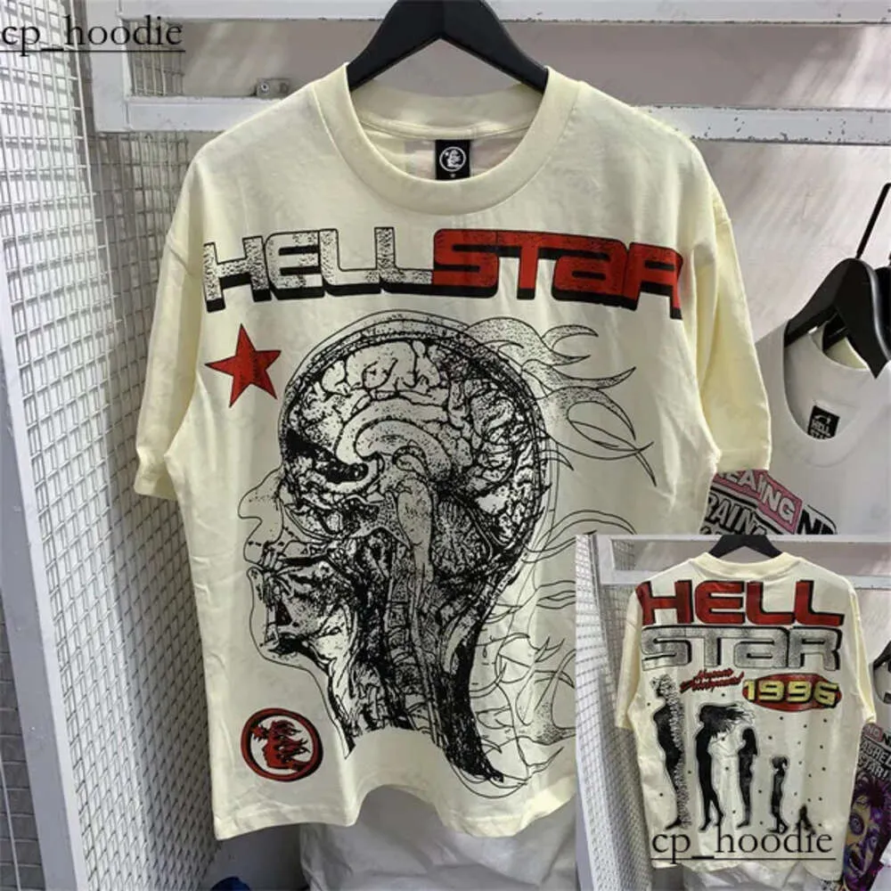 Hellstar Shirt T-Shirt Herren und Damendesigner Mode Tops Tees Sommer High Street Classic Inkjet Drucken kurzarm Hip Hop 9353