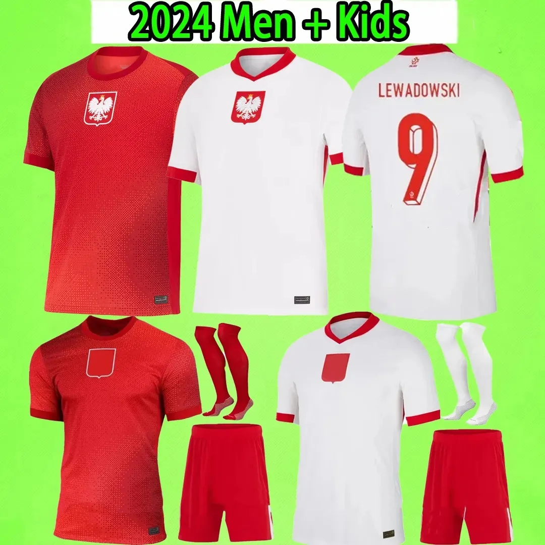 Pologne 2024 2025 Jerseys de football de Lewandowski Polonia 23 24 Krychowiak Grosicki Zielinski Milik Zalewski Szymanski Shirt football polonais Kit Kid Kid