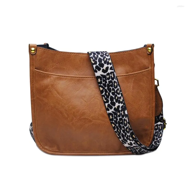 Axelväskor oss lager 25 datorer crossbody gåva handväska öppen ficka kvinnor pu läder leopard rem messenger tote dom1091895