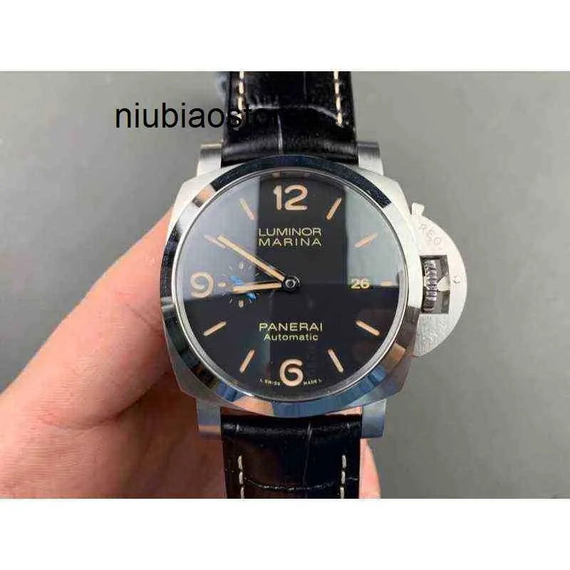 Spegel safir 47mm glas 13mm automatisk mekanisk rörelse importerat läderklocka Band vattentäta armbandsur designer lyx