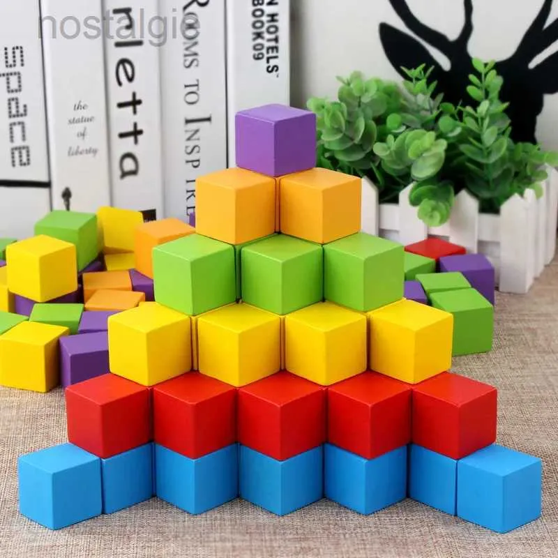 Blocs 30/50 pièces 2CM Cubes en bois bloc de construction jouets pour enfants Montessori couleur forme connaître apprentissage jouets éducatifs Baby Block 240401